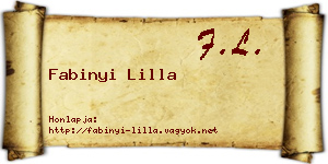 Fabinyi Lilla névjegykártya